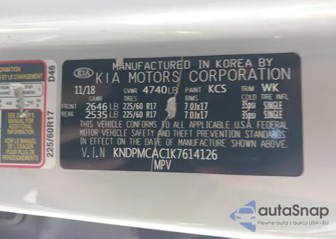 2019 Kia Sportage Lx from USA, damaged, VIN KNDPMCAC1K7614126